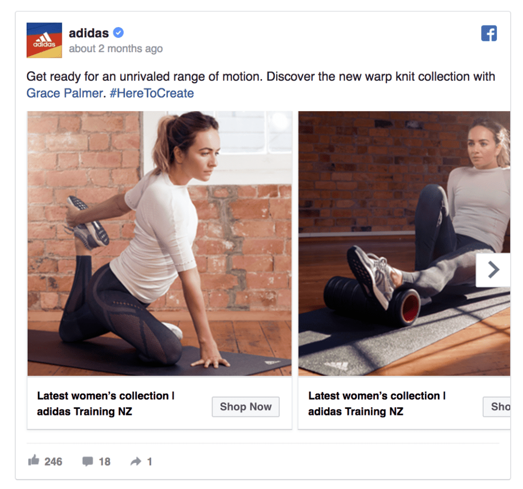adidas facebook ad example