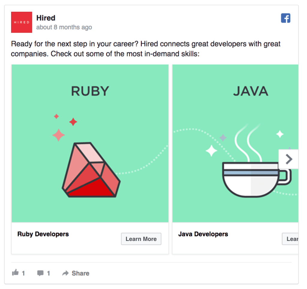 hired facebook ad
