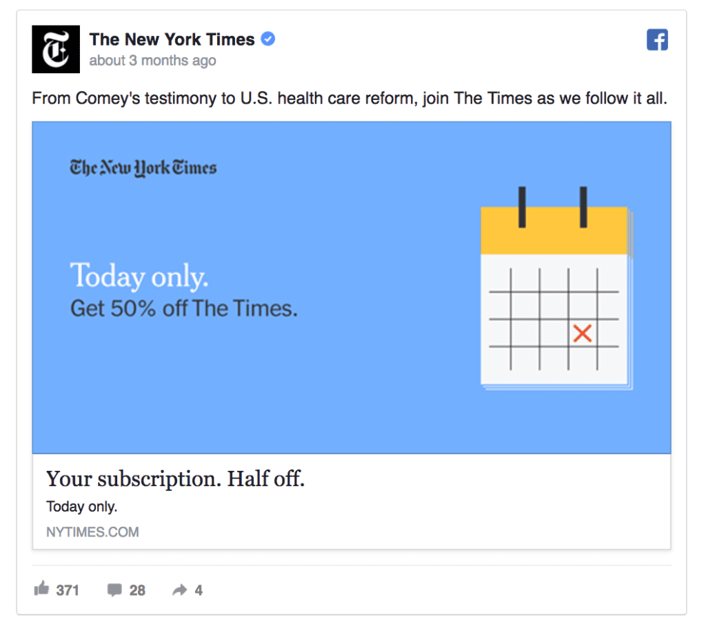 nyt facebook ad example