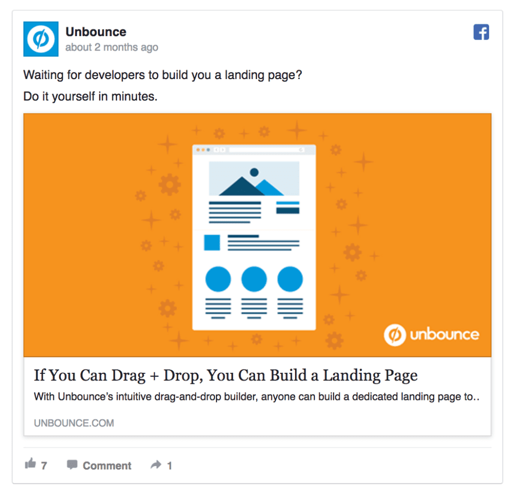 unbounce facebook ad example