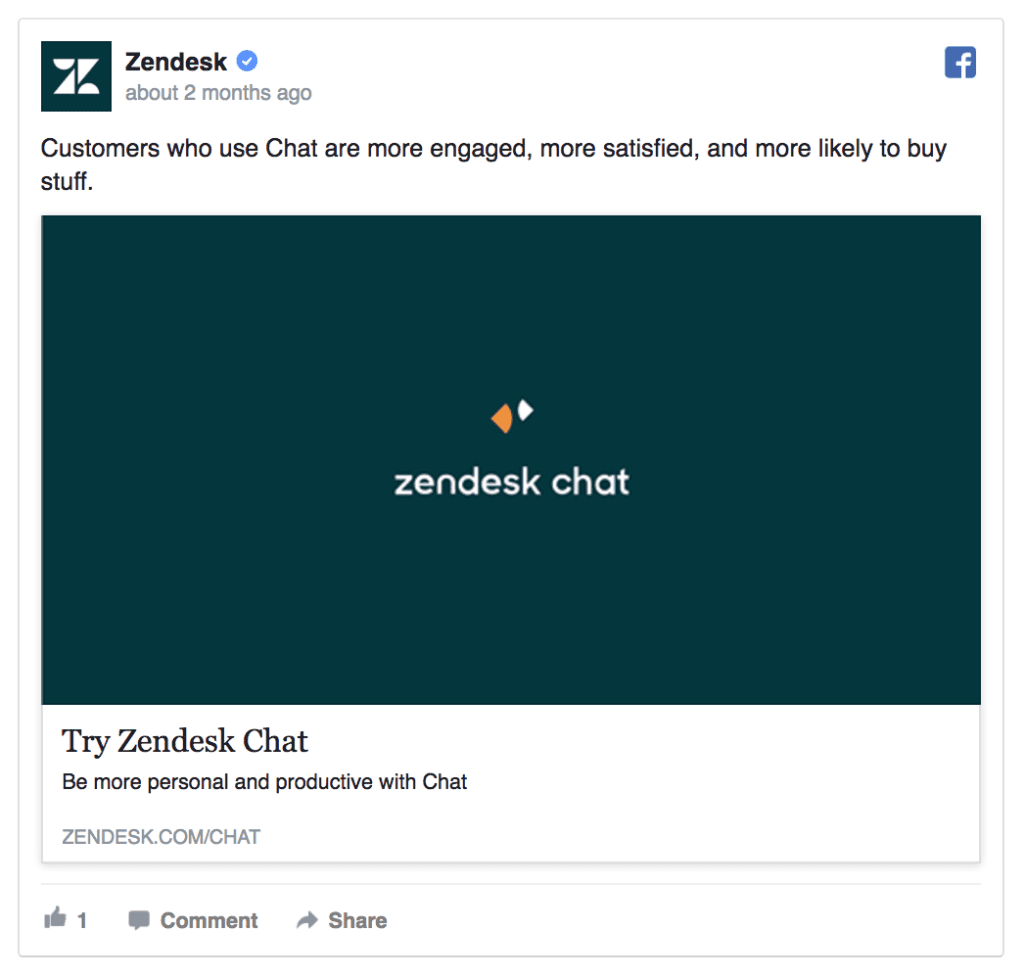 zendesk facebook ad example