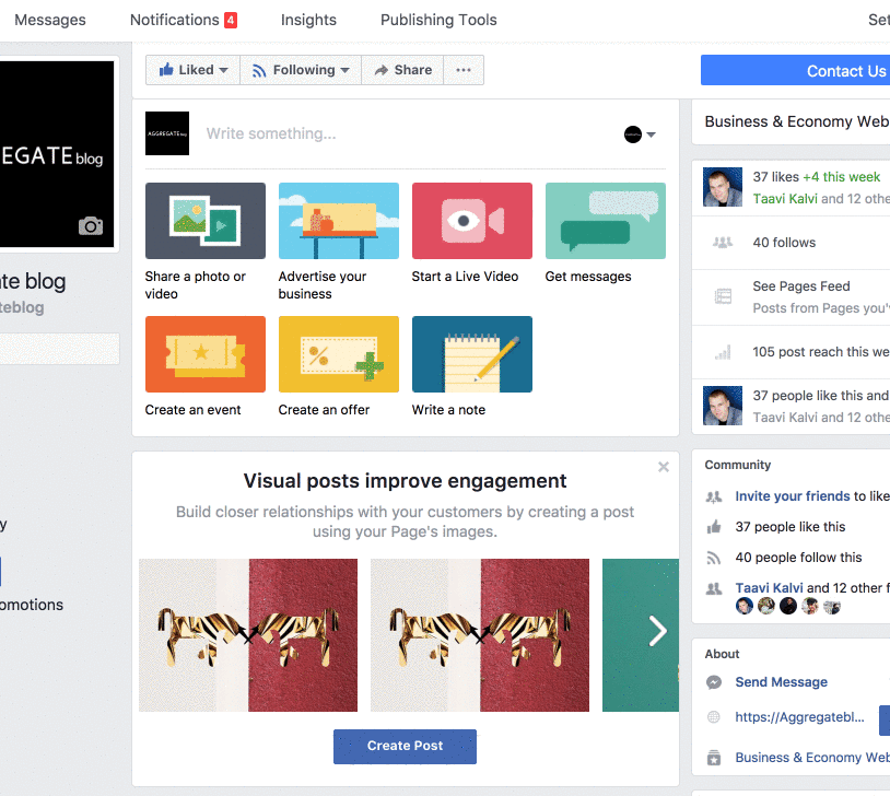 Create a new Facebook post