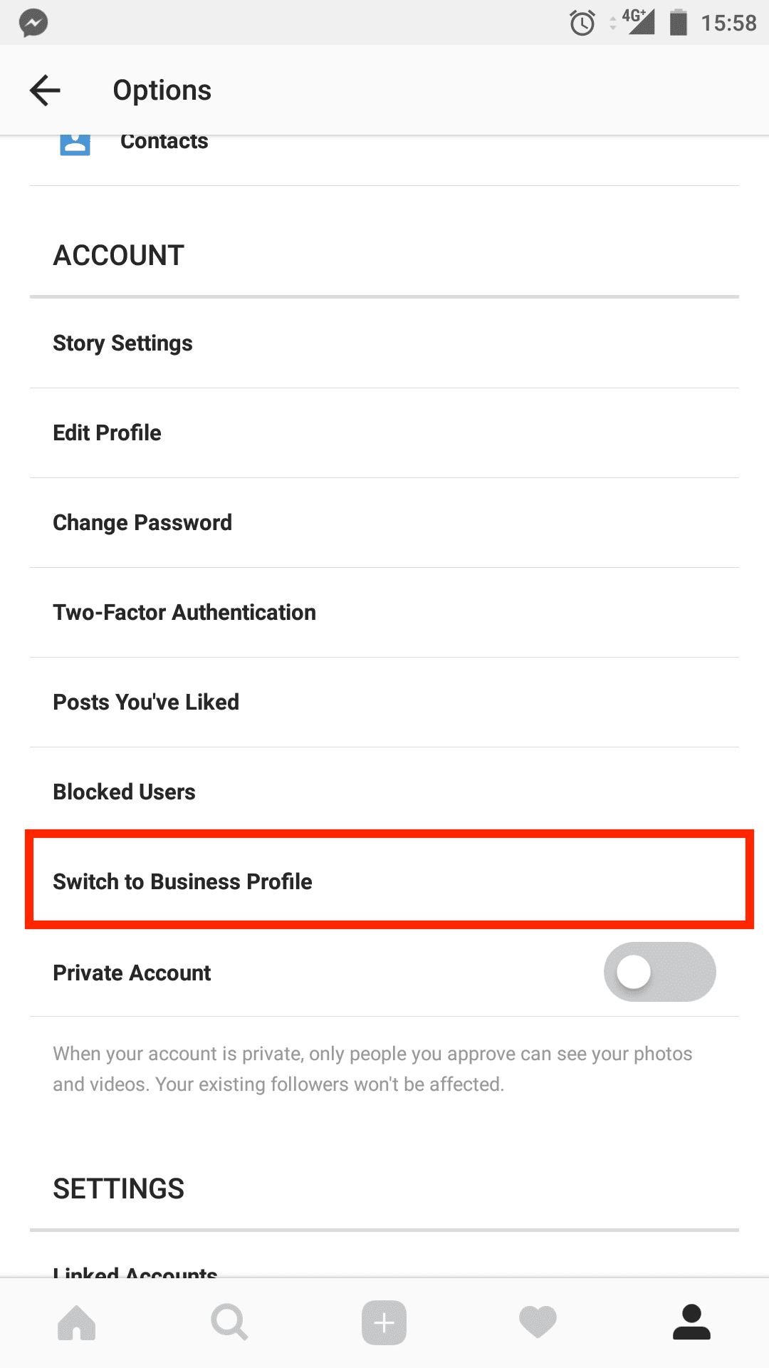 Switch to a Business account