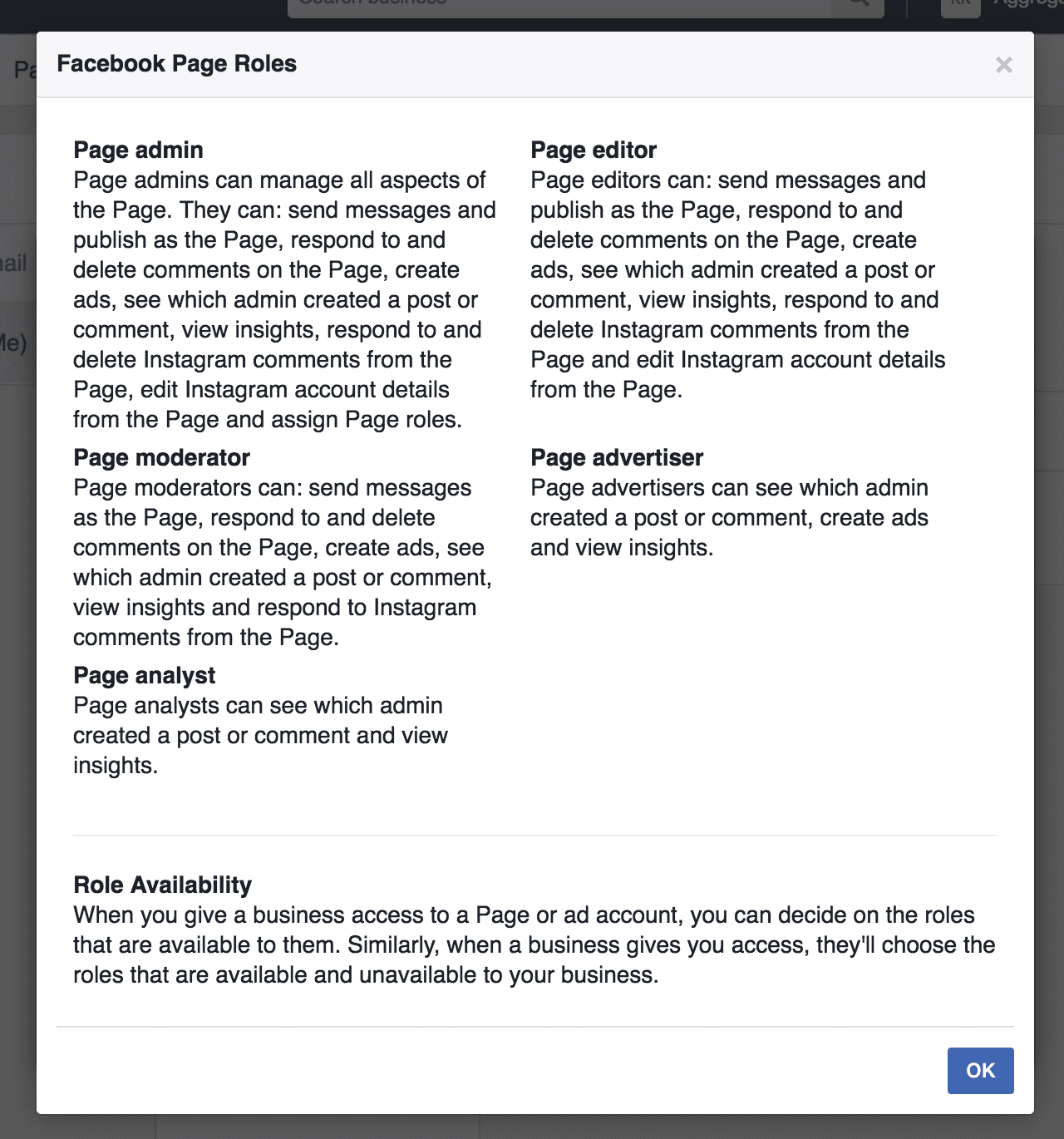 Facebook Page roles