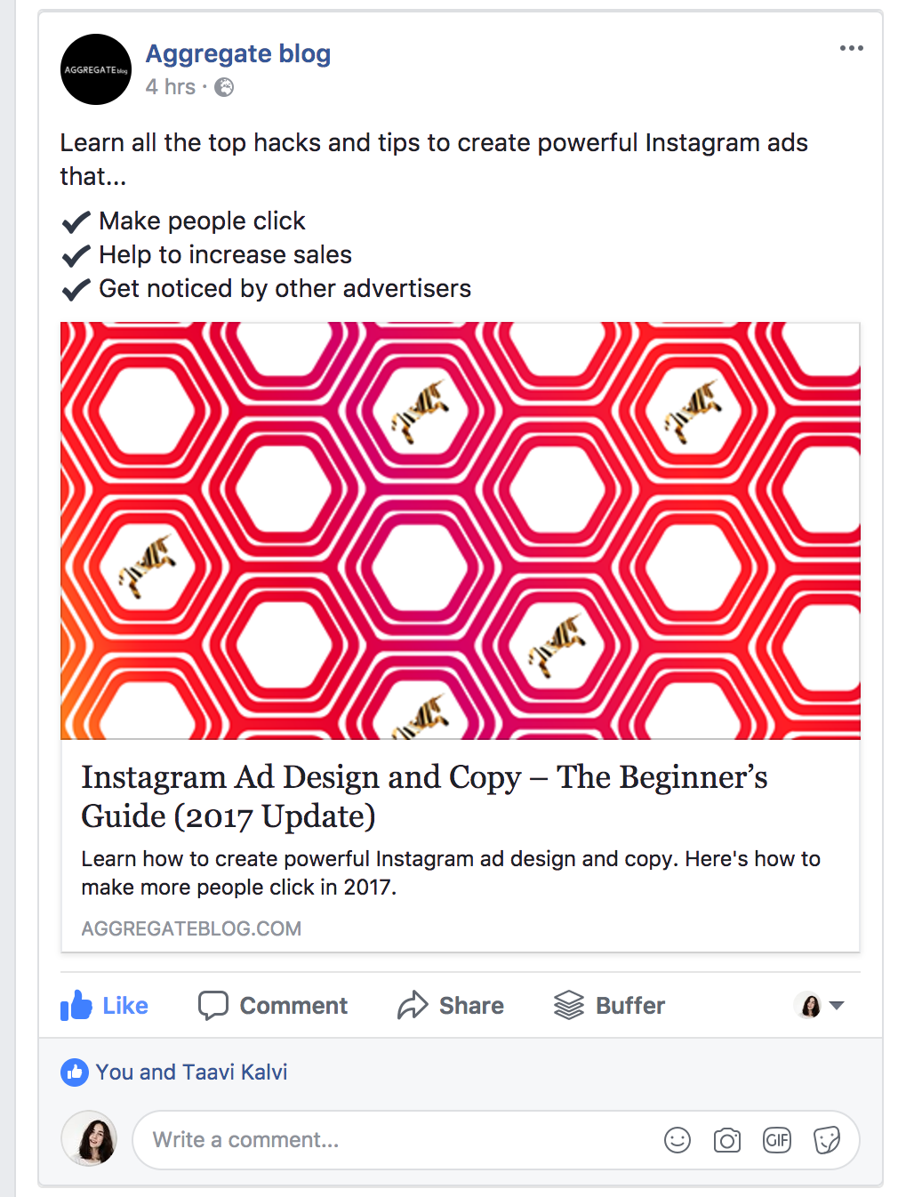 facebook page post example