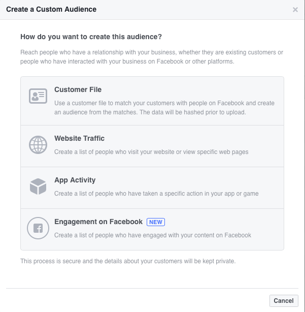 create a custom audience on facebook