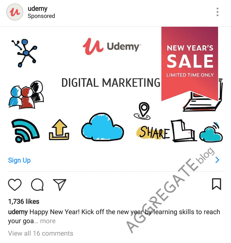 Udemy instagram ad example