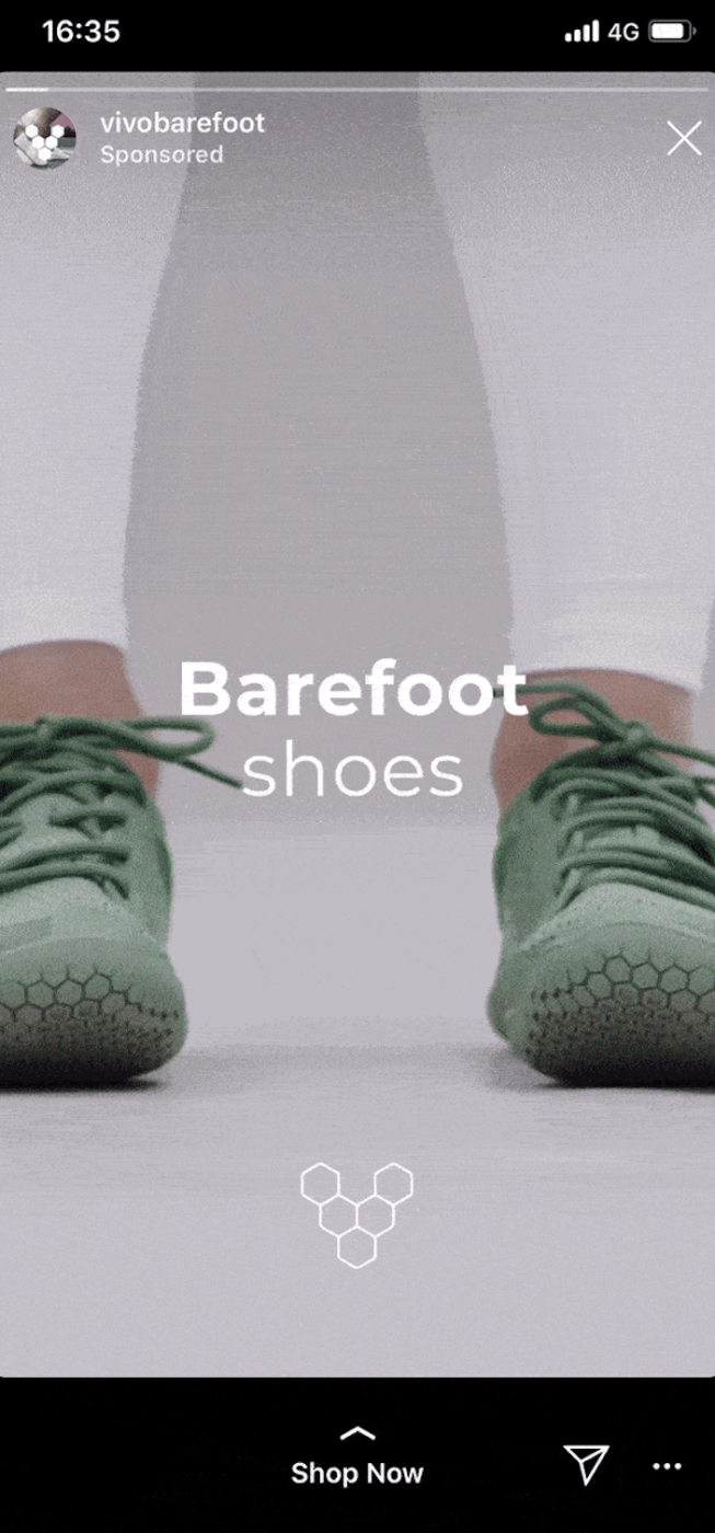 barefoot shoes instagram story ad