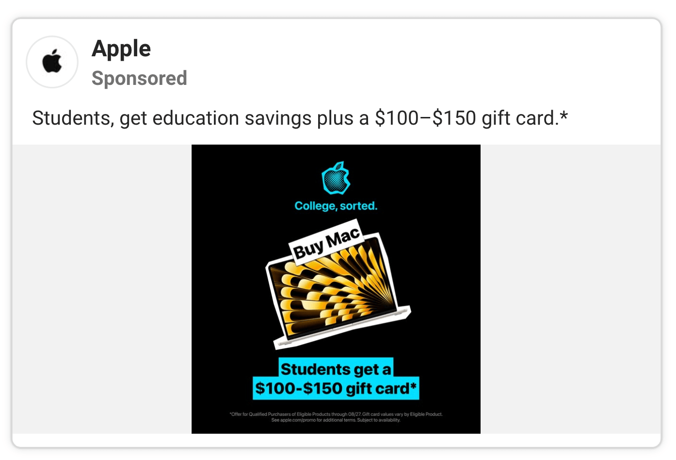 Apple facebook ad 2026