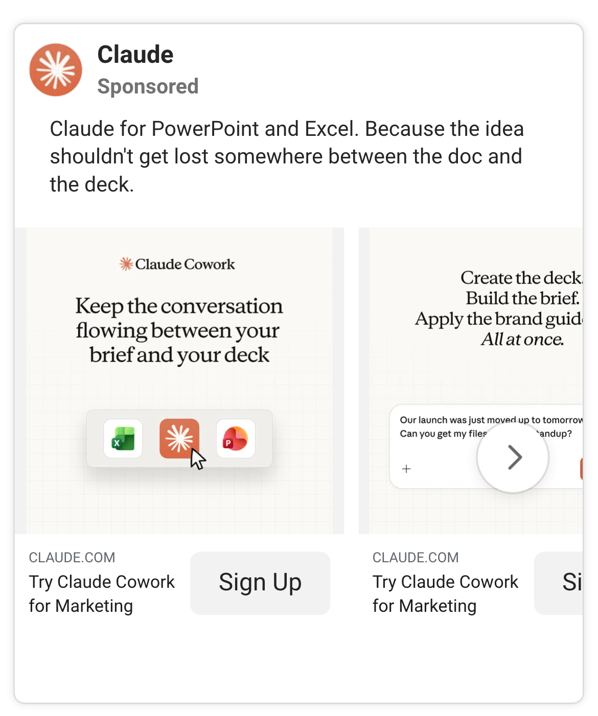 AI Facebook ad example