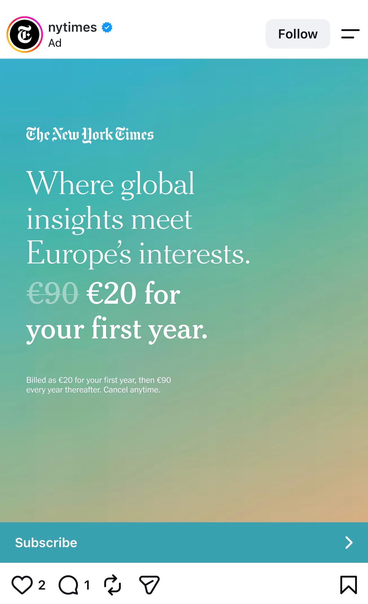 New York Times Facebook ad