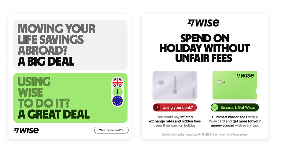 wise facebook ad examples