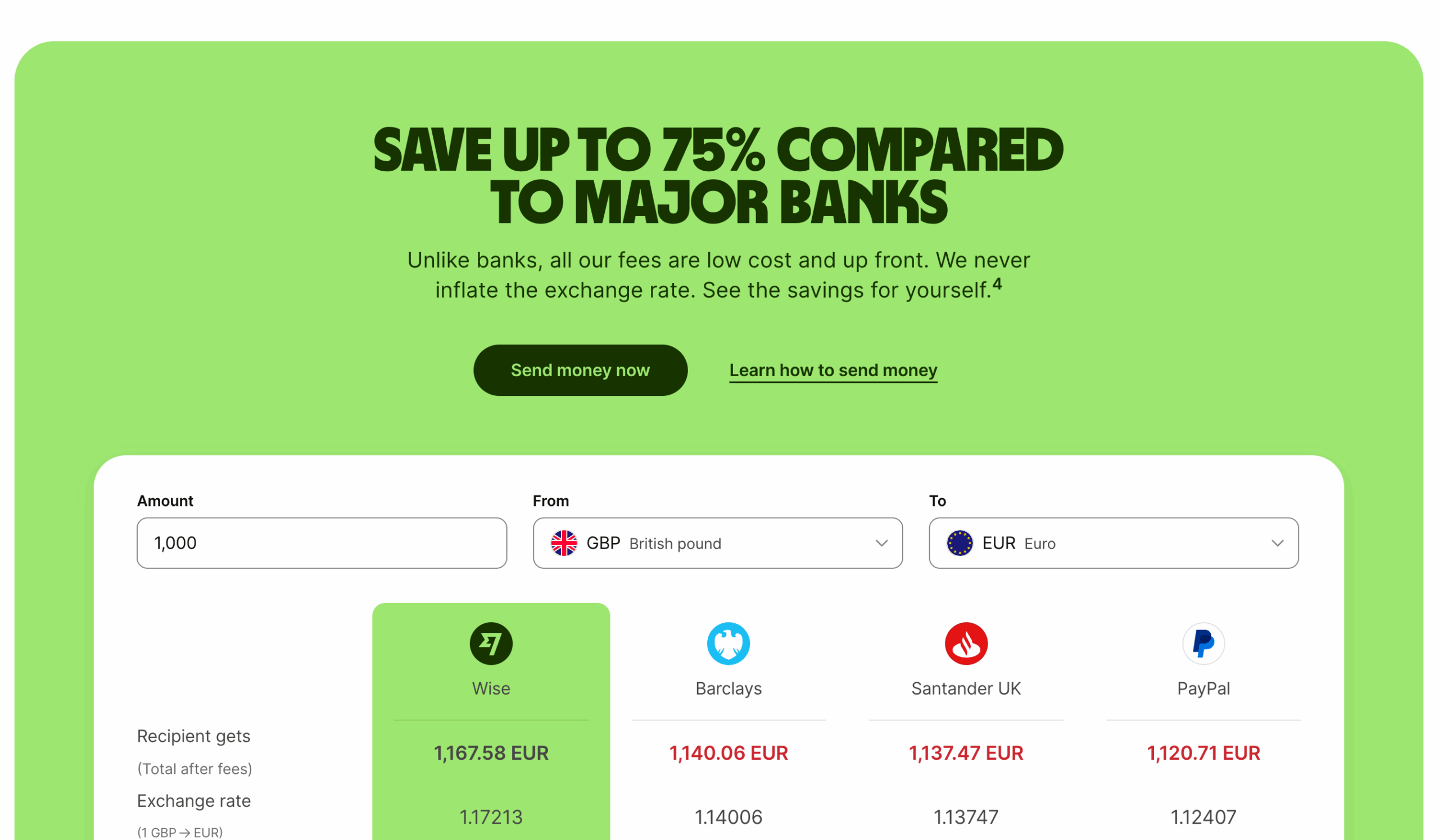 wise competitor comparison example