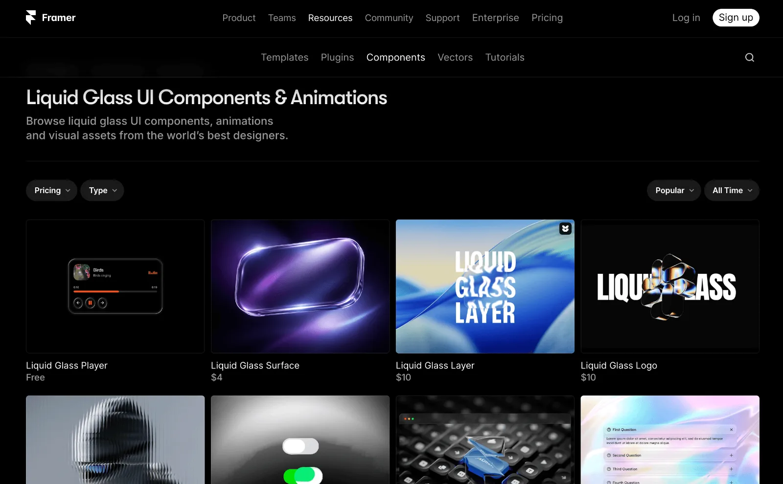 Liquid Glass design style on a website hero