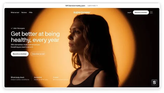 Superpower homepage hero headline Get better at being healthy, every year