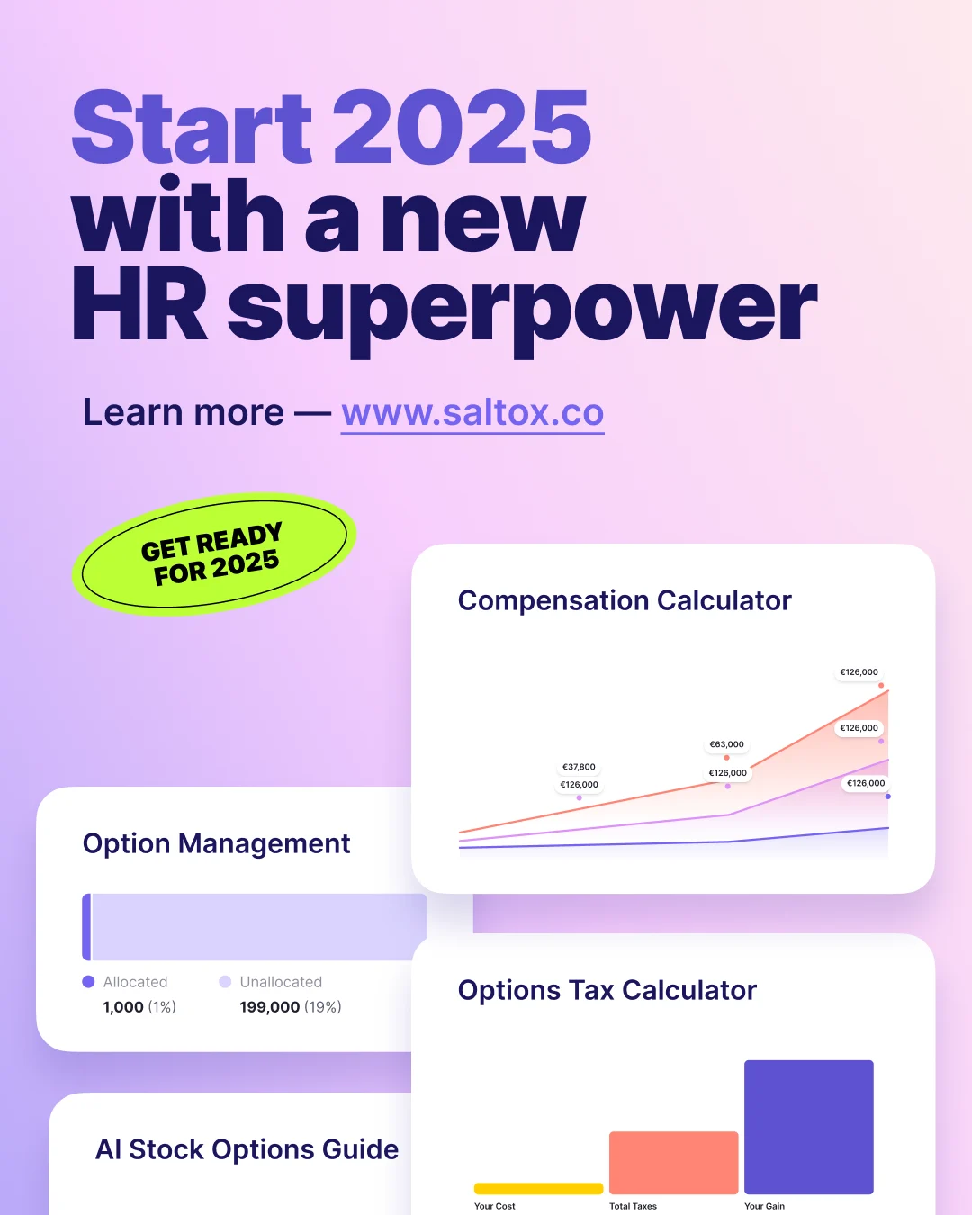 Salto HR software ad. Start 2025 with a new HR superpower.